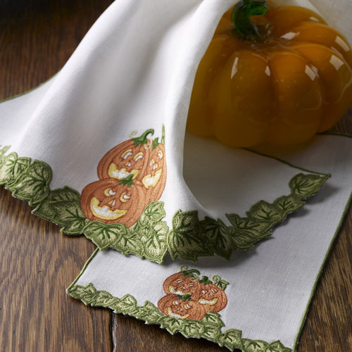 Leron Linens Jack-O-Lantern Guest Towels and Cocktail Napkins