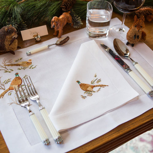 Leron Linens Pheasant Placemats Napkins